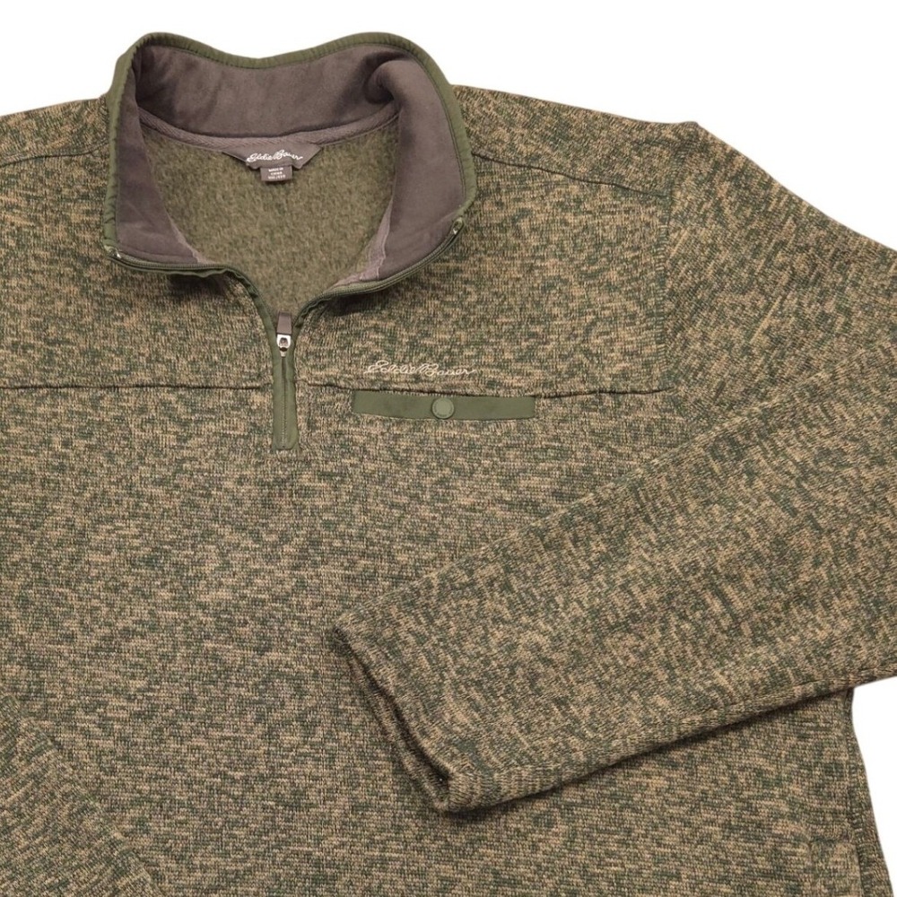 Eddie Bauer‎ Quarter Zip Sweater Fleece Pullover Green Mens XXL